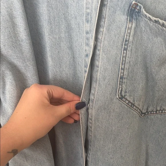 ASOS Curve Light Blue Denim Mini Dress - Picture 4 of 7